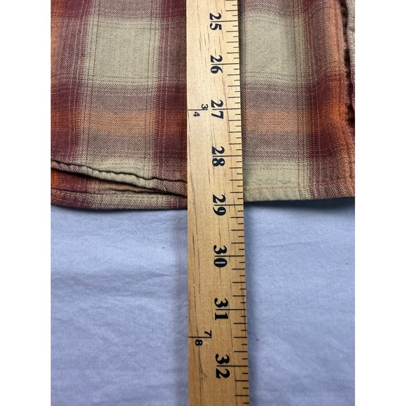 Columbia Mens Plaid Button Down Shirt Long Sleeve Tan Orange Herringbone XL - Picture 4 of 8